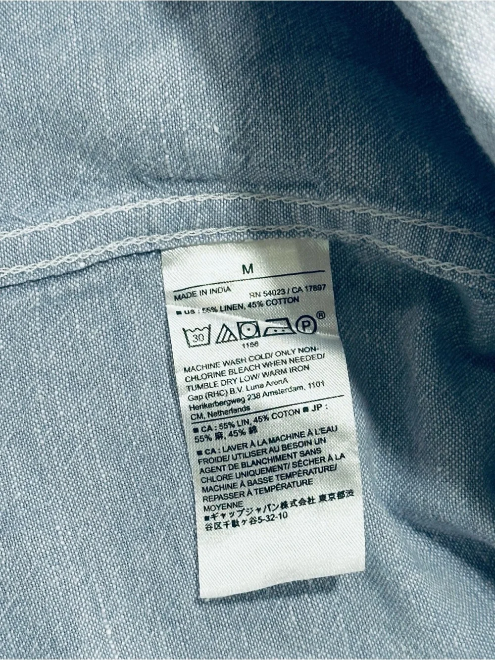 Banana Republic Men’s Light Blue Linen Short-Sleeve Button-Up Shirt Medium